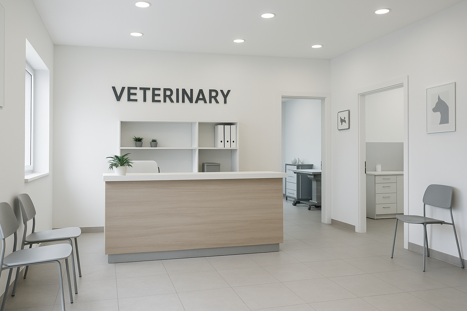 Vet Clinic Renovation Trends for 2025: What Animal Care Spaces Need Now 5 Image of a fully renovated animal clinic with bright lighting, neutral tones, and a clean, modern reception.