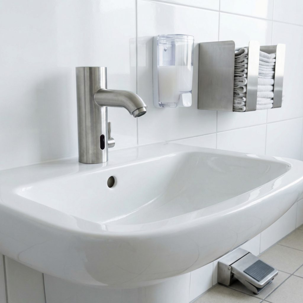 Cross-section view of soundproof medical examination room wall assembly showing acoustic insulation, resilient channels, and mass-loaded vinyl meeting STC-60 rating for patient privacy under CSA Z8000