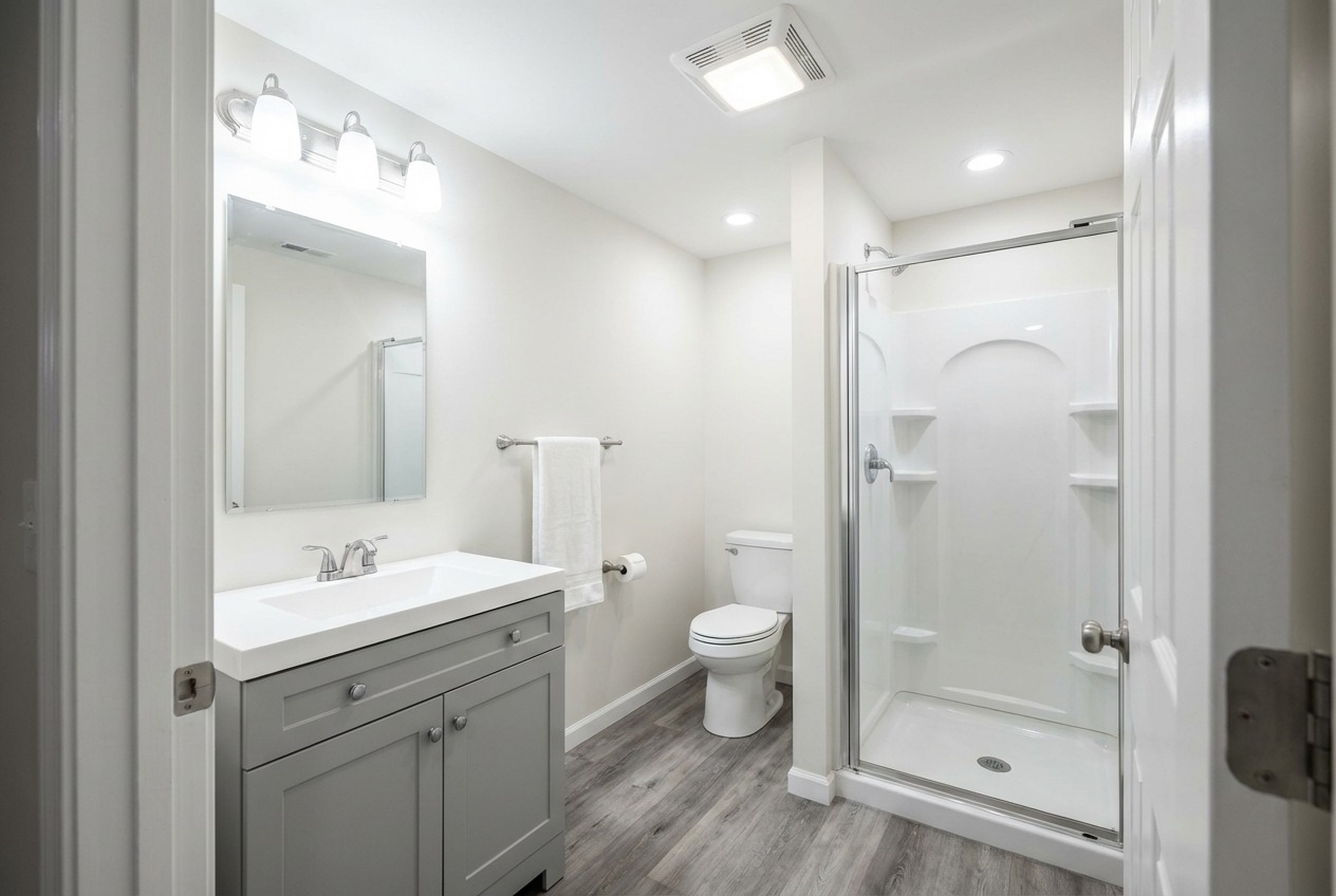 Basement bathroom installation