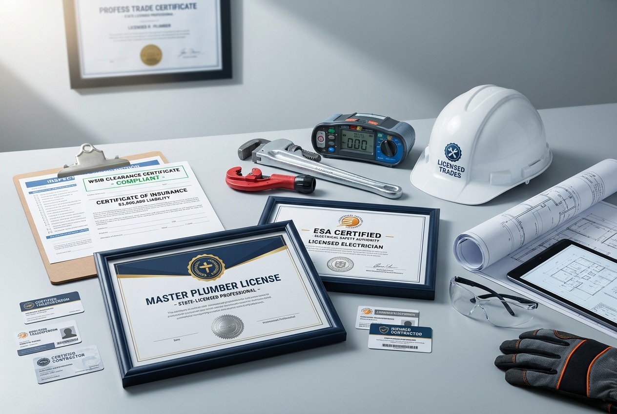 Licensed plumber and electrician certifications