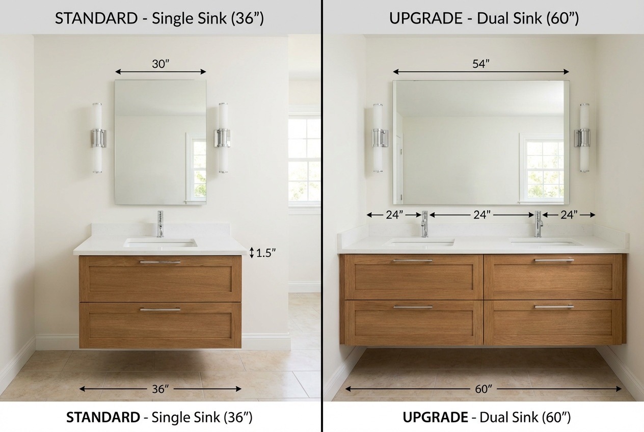 Single vanity vs dual vanity bathroom comparison