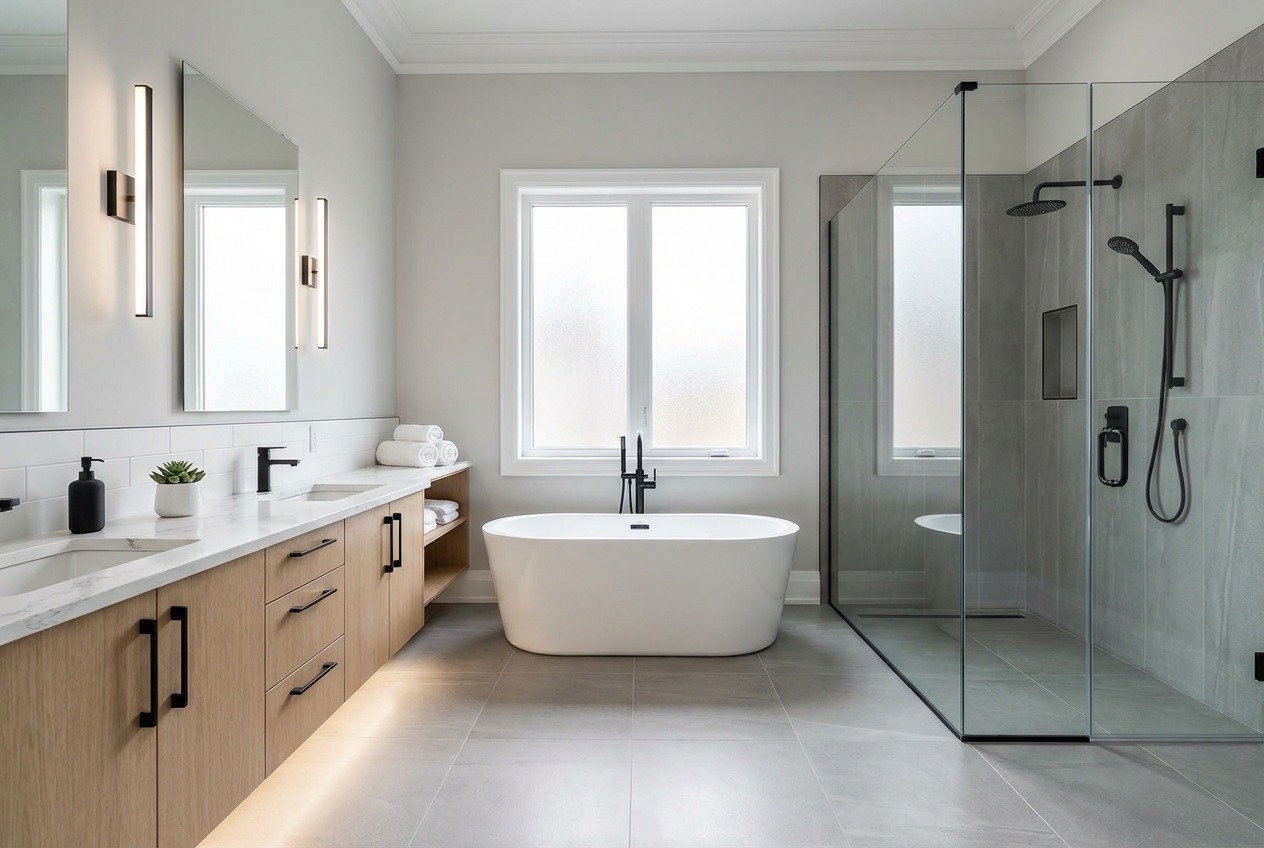 Aurora Contemporary Bathroom Renovation by RenoEthics