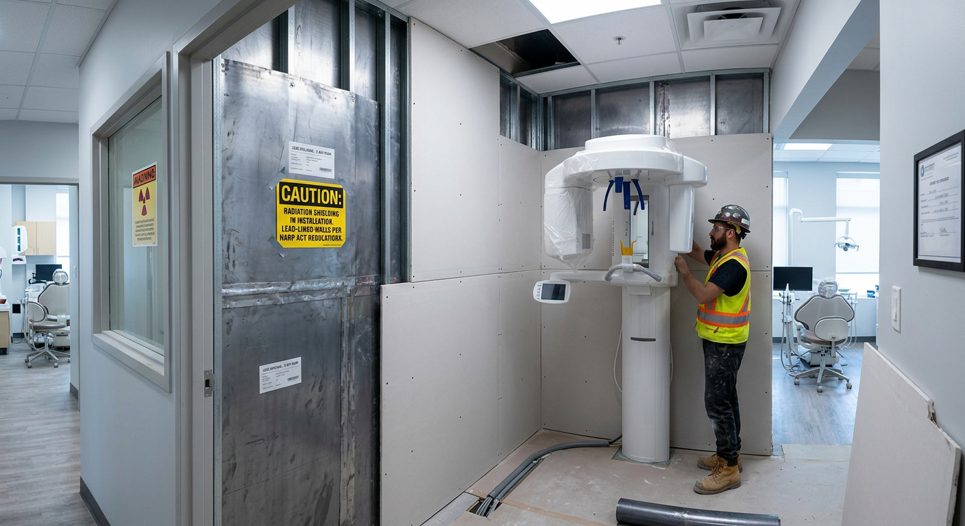 Dental X-ray room with HARP Act lead shielding installed in Ontario clinic renovation