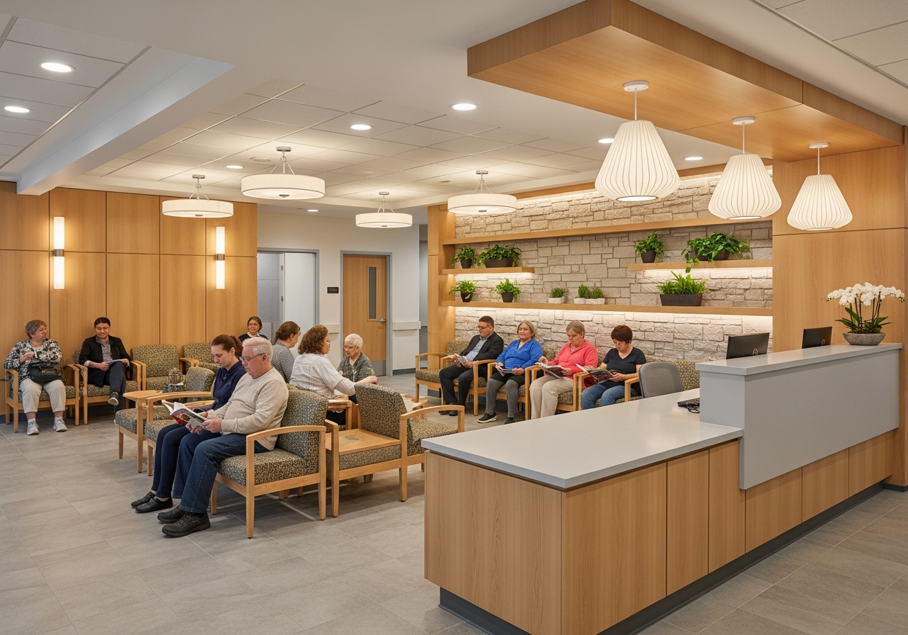 The ROI of Medical Office Renovation: What Ontario Clinics Actually Earn Back (2026) 3 Renovated medical clinic waiting room in Ontario with modern accessible design